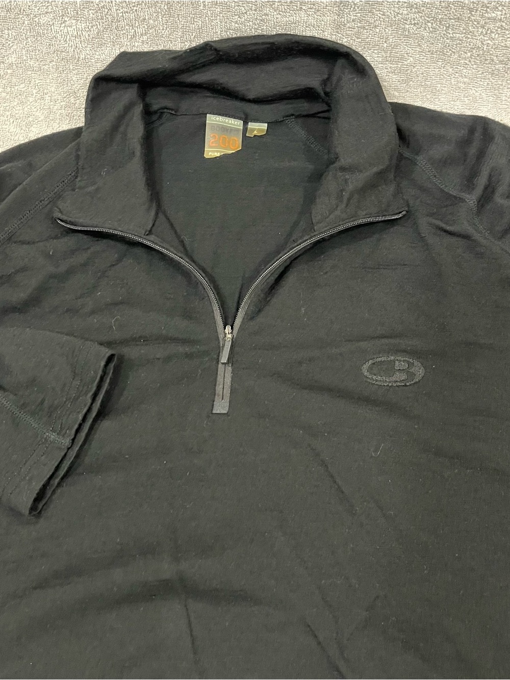 Icebreaker Pullover Mens Large Black Mens Long Sleeve 1/4 Zip BodyFit Basics 200